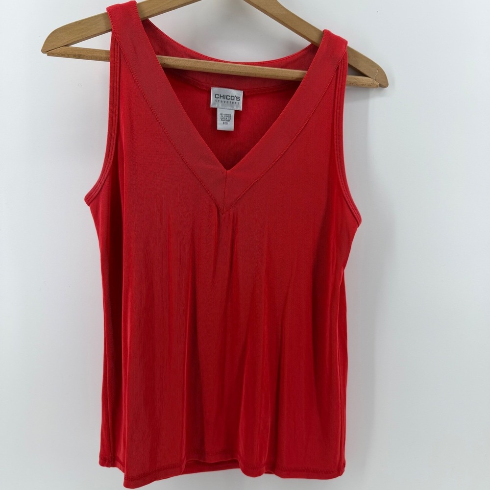 Chico's Women's Red Embellished Button Front Jacket and Tank Set - Picture 14 of 16